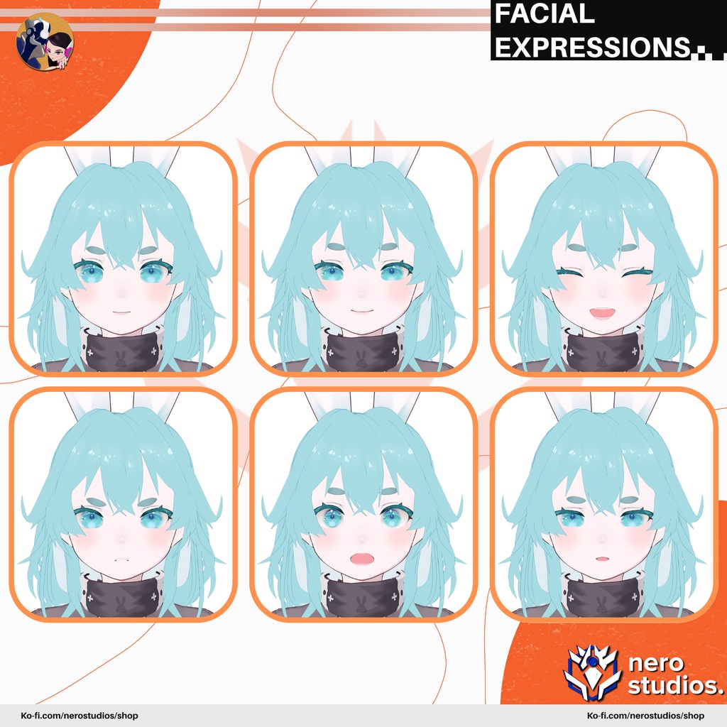 サイバーバニーVTuberモデル フルセット【VRoid・VRM対応】 | CYBER BUNNY CUTE VTUBER FULL SET | VROID & VRM READY MODEL