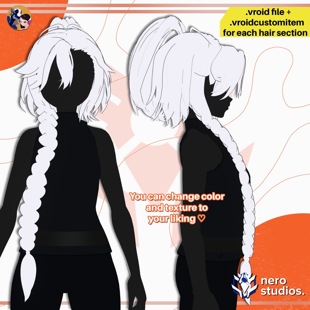 〖VRoid髪型〗ファンタジー風ぼさぼさ編み込みロングヘア|VRoidヘアプリセット | MESSY FANTASY HAIRSTYLE WITH LONG SIDE BRAID | HAIRSTYLE FOR VROID