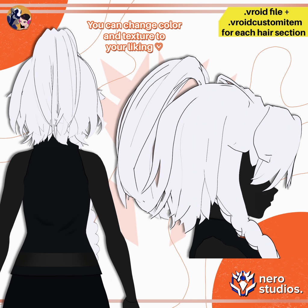 〖VRoid髪型〗ファンタジー風ぼさぼさ編み込みロングヘア|VRoidヘアプリセット | MESSY FANTASY HAIRSTYLE WITH LONG SIDE BRAID | HAIRSTYLE FOR VROID