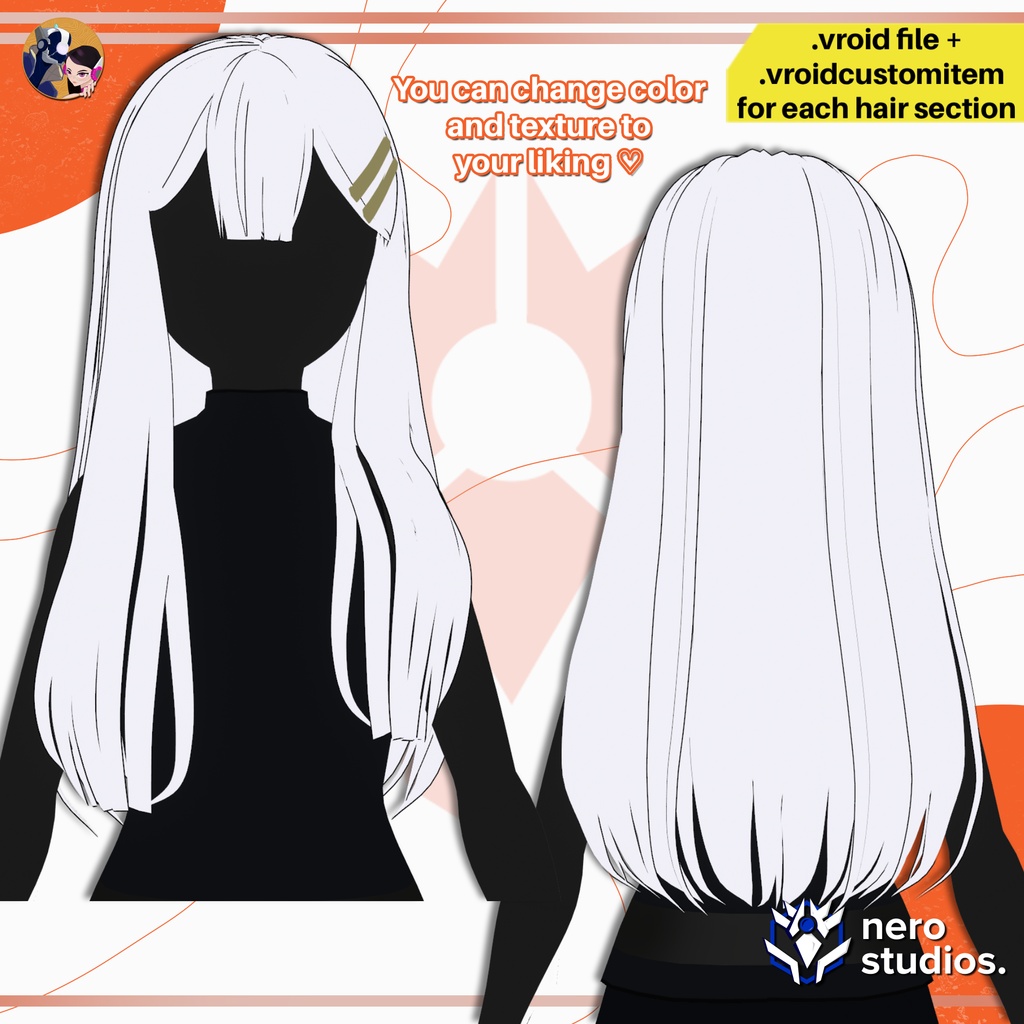 VRoid ヘアプリセット|ロングストレートヘア×前髪 | VROID HAIR PRESET | LONG STRAIGHT HAIRSTYLE WITH BANGS | HAIRSTYLE FOR VROID