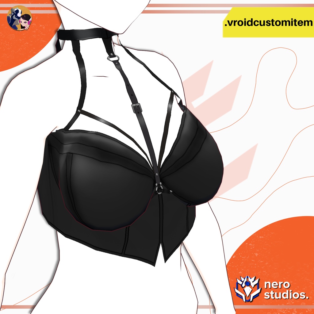 【VRoid 衣装】 VRoid ゴシックハーネスコルセット|カスタムアイテム VRoid用 | VROID GOTHIC HARNESS CORSET TOP | VROID CUSTOM ITEM