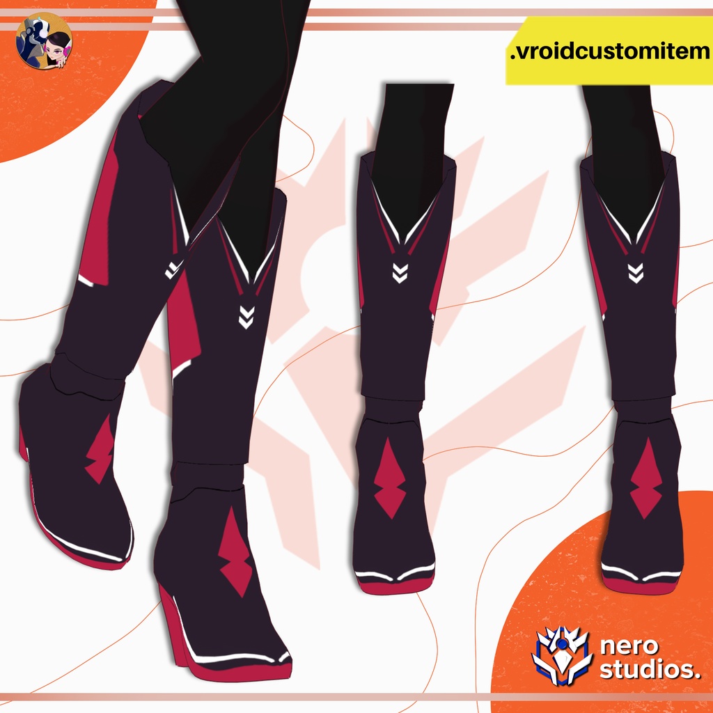 【VROID 靴】 VRoid SFテックウェア ロングブーツ|近未来カスタムアイテム | VROID SCI-FI TECHWEAR BOOTS | FUTURISTIC KNEE HIGH BOOTS VROID CUSTOM ITEM