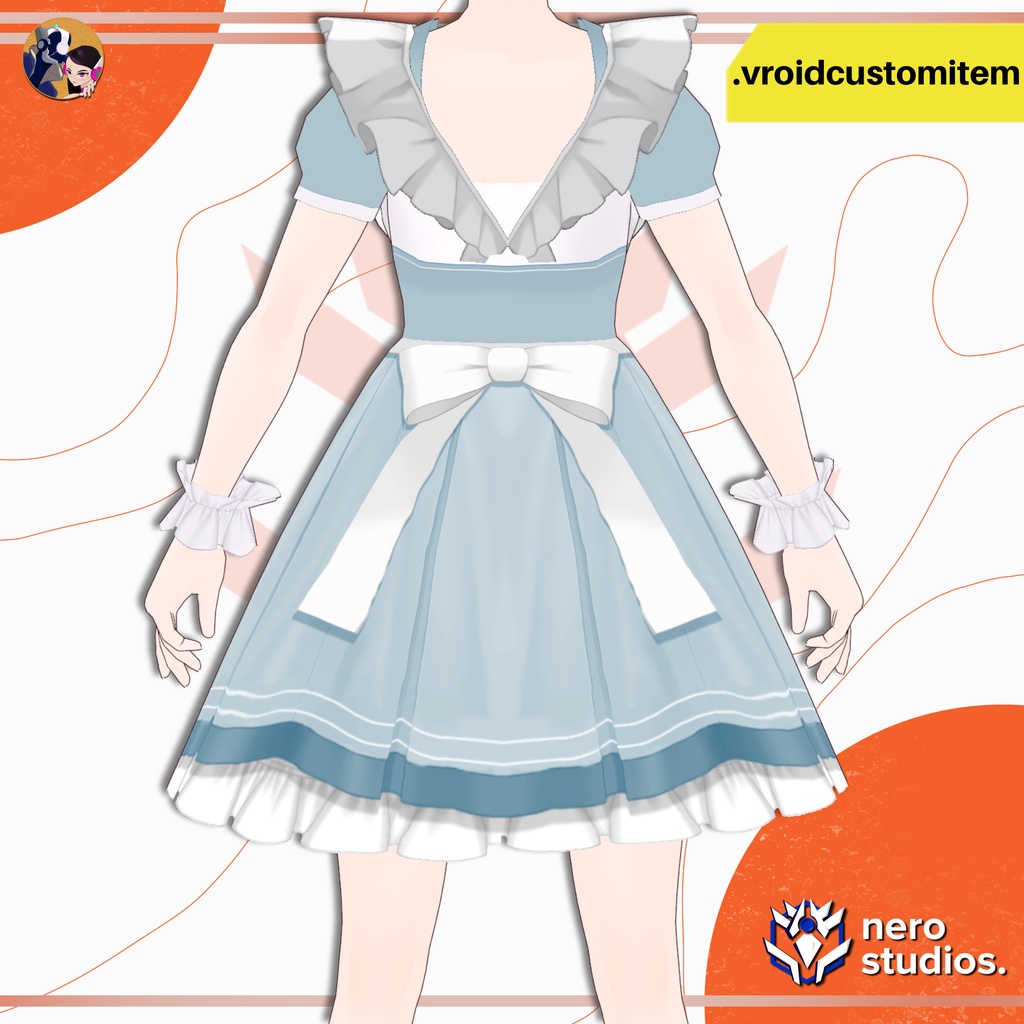 【VRoid 衣装】 メイド服 + メイドドレス + VRoid衣装 + ワンピース | VROID CUTE MAID DRESS OUTFIT VROID CUSTOM ITEM