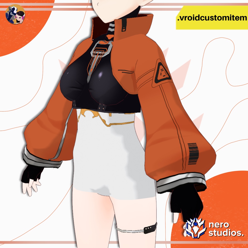 【VRoid 衣装】 VRoid サイバーテックウェアジャケット&ボディスーツ|近未来SFカスタム衣装 | VROID CYBER TECHWEAR JACKET & BODYSUIT | FUTURISTIC SCI-FI CUSTOM ITEM