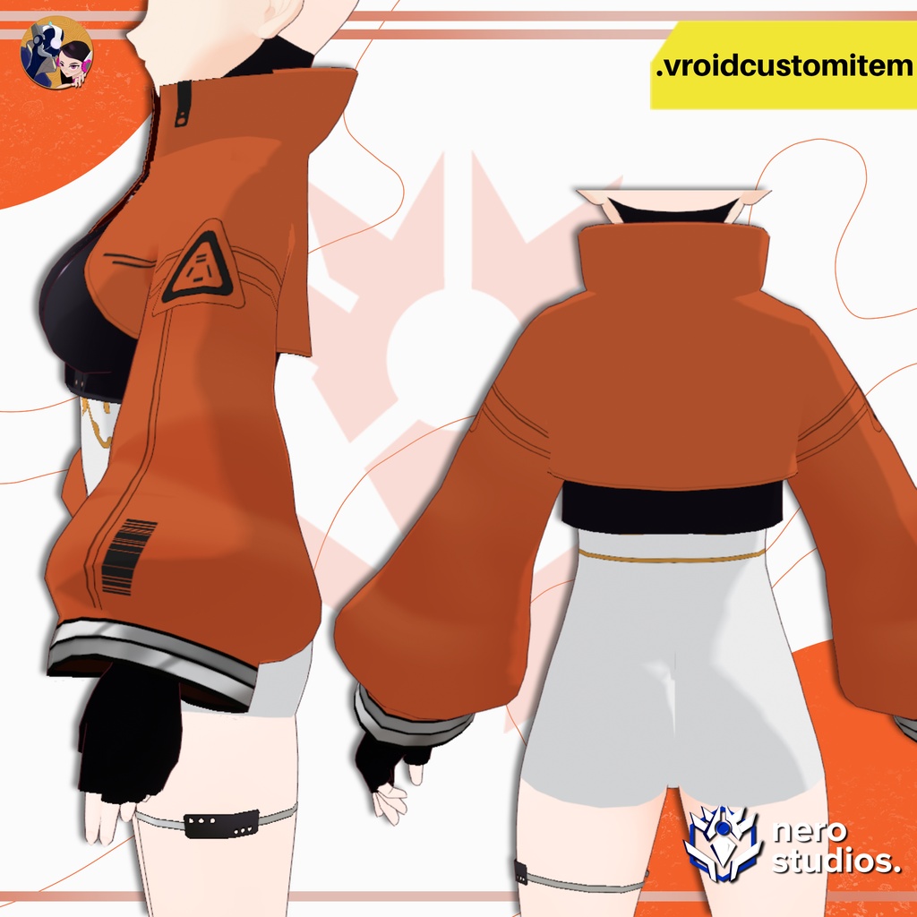 【VRoid 衣装】 VRoid サイバーテックウェアジャケット&ボディスーツ|近未来SFカスタム衣装 | VROID CYBER TECHWEAR JACKET & BODYSUIT | FUTURISTIC SCI-FI CUSTOM ITEM