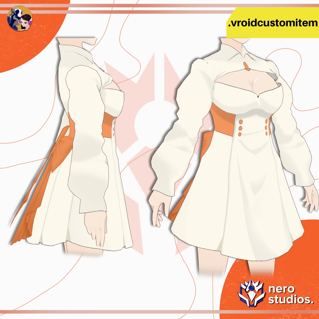 【VRoid 衣装】 VRoid かわいいリボンワンピース|上品ファンタジードレス 衣装 カスタムアイテム VRoid用 | VROID CUTE RIBBON DRESS | ELEGANT FANTASY DRESS OUTFIT VROID CUSTOM ITEM