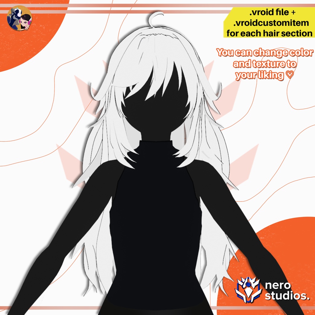 【VRoid 髪型】 VRoid ウルフカット ロングヘア|無造作レイヤー アニメ風ヘアスタイル | VRoidヘアプリセット | VROID MESSY WOLF CUT LONG HAIR | LAYERED ANIME HAIRSTYLE PRESET | HAIRSTYLE FOR VROID