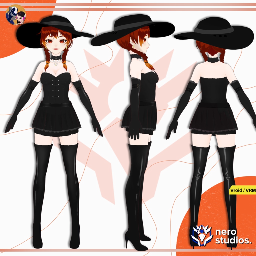 【VRoidフルモデル】ゴシック魔女|ダークファンタジー衣装|VRM VTuberアバター | GOTHIC WITCH GIRL | DARK FANTASY OUTFIT | VRM VTUBER AVATAR