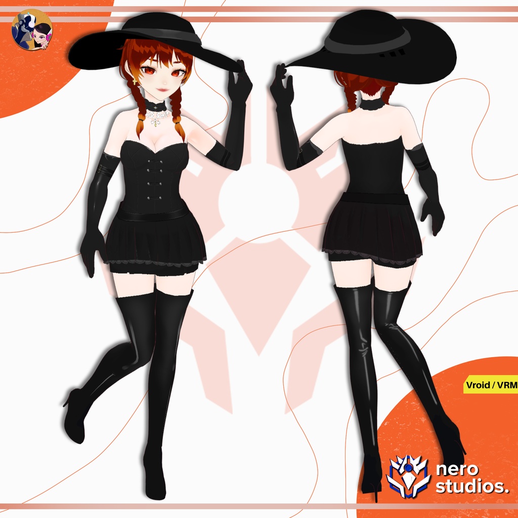 【VRoidフルモデル】ゴシック魔女|ダークファンタジー衣装|VRM VTuberアバター | GOTHIC WITCH GIRL | DARK FANTASY OUTFIT | VRM VTUBER AVATAR