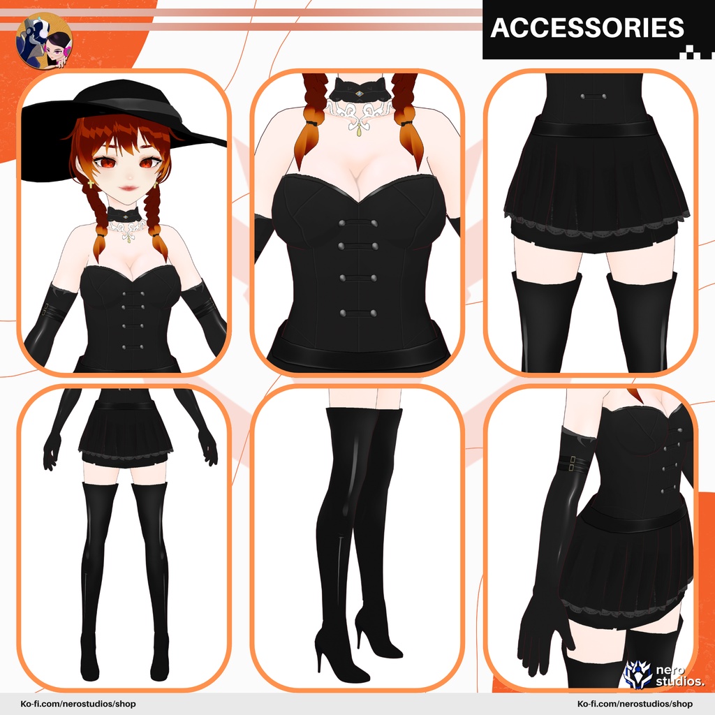 【VRoidフルモデル】ゴシック魔女|ダークファンタジー衣装|VRM VTuberアバター | GOTHIC WITCH GIRL | DARK FANTASY OUTFIT | VRM VTUBER AVATAR