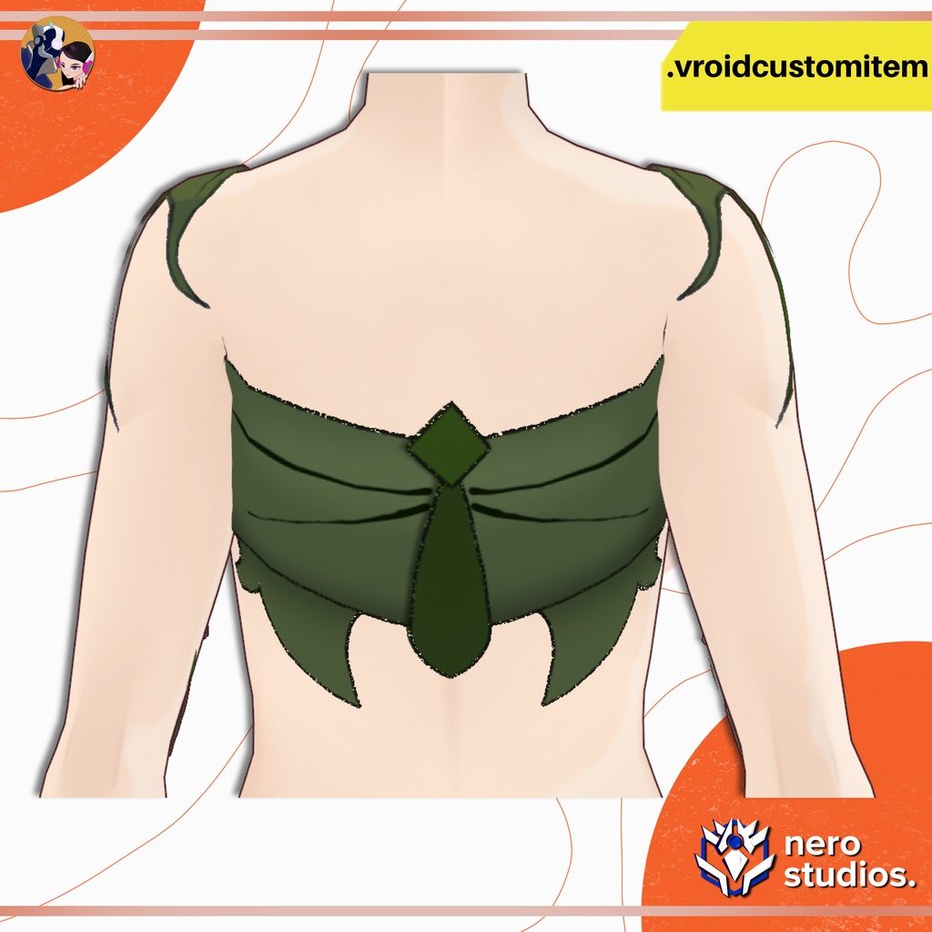 【VRoid 衣装】 VRoid 森の妖精リーフトップ|自然系ファンタジー ビスチェ|カスタムアイテム | VROID FOREST FAIRY TOP | LEAF NATURE FANTASY | CUSTOM ITEM