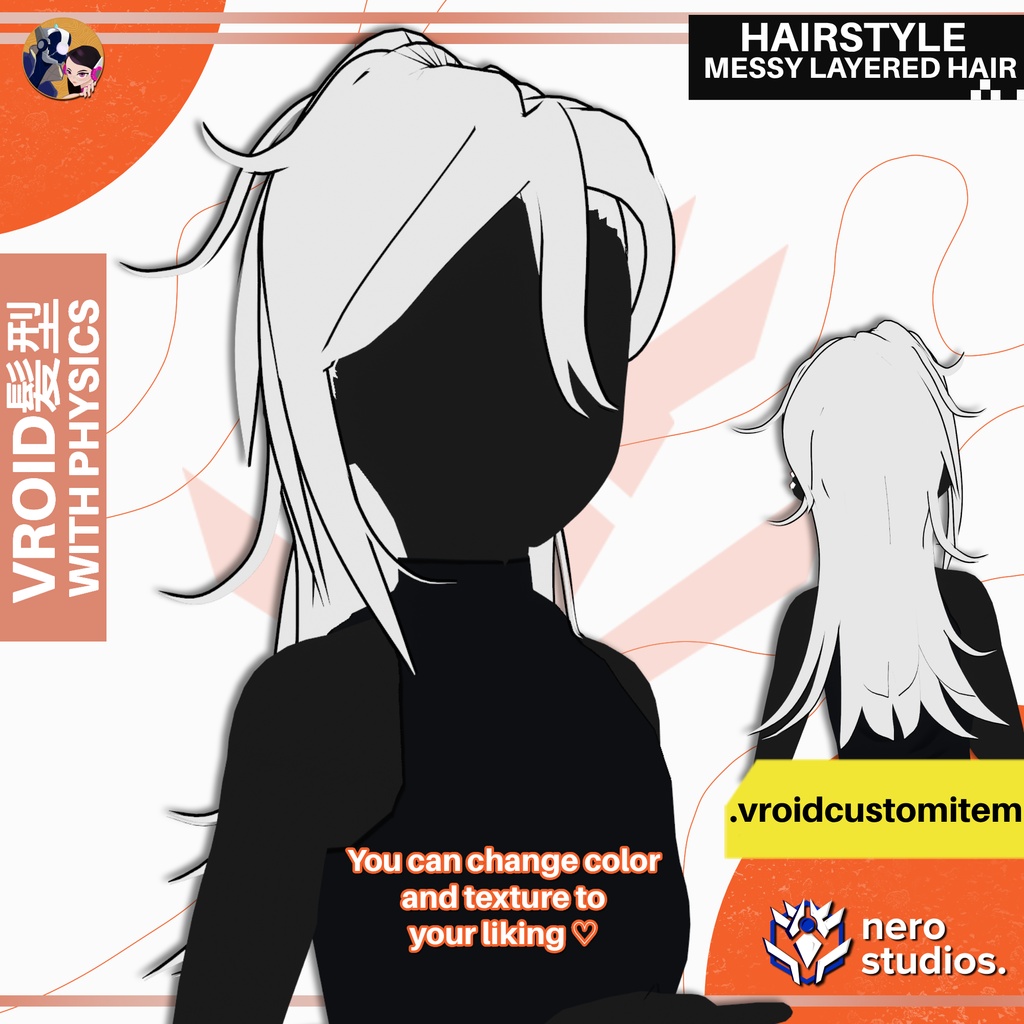 VRoid ヘアプリセット | 無造作レイヤーロングヘア｜アニメ風ヘアプリセット | [VROID HAIRSTYLE] LONG MESSY LAYERED ANIME HAIR | CUSTOM ITEM | HAIRSTYLE FOR VROID