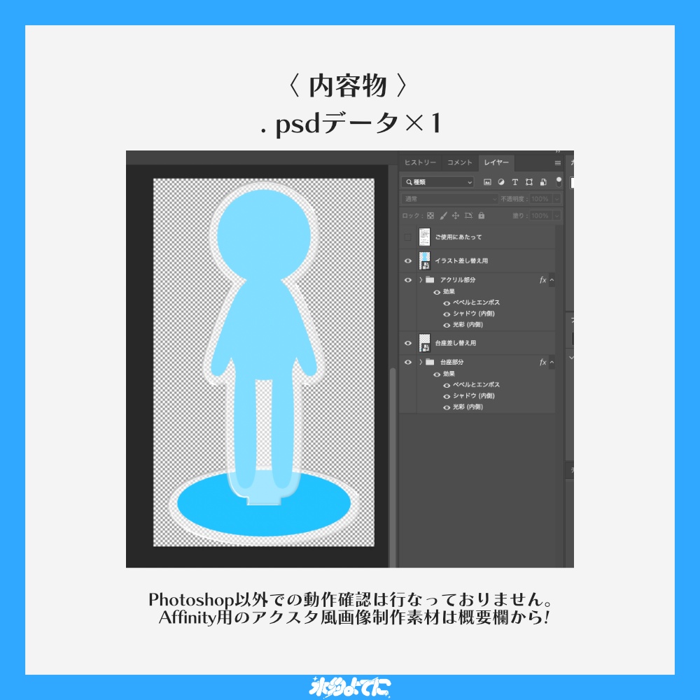 【Photoshop専用】画像を差し替えるだけでアクスタのイメージ画像がすぐに作れちゃう素材🌟【VTuberさん・配信者さん向け素材】