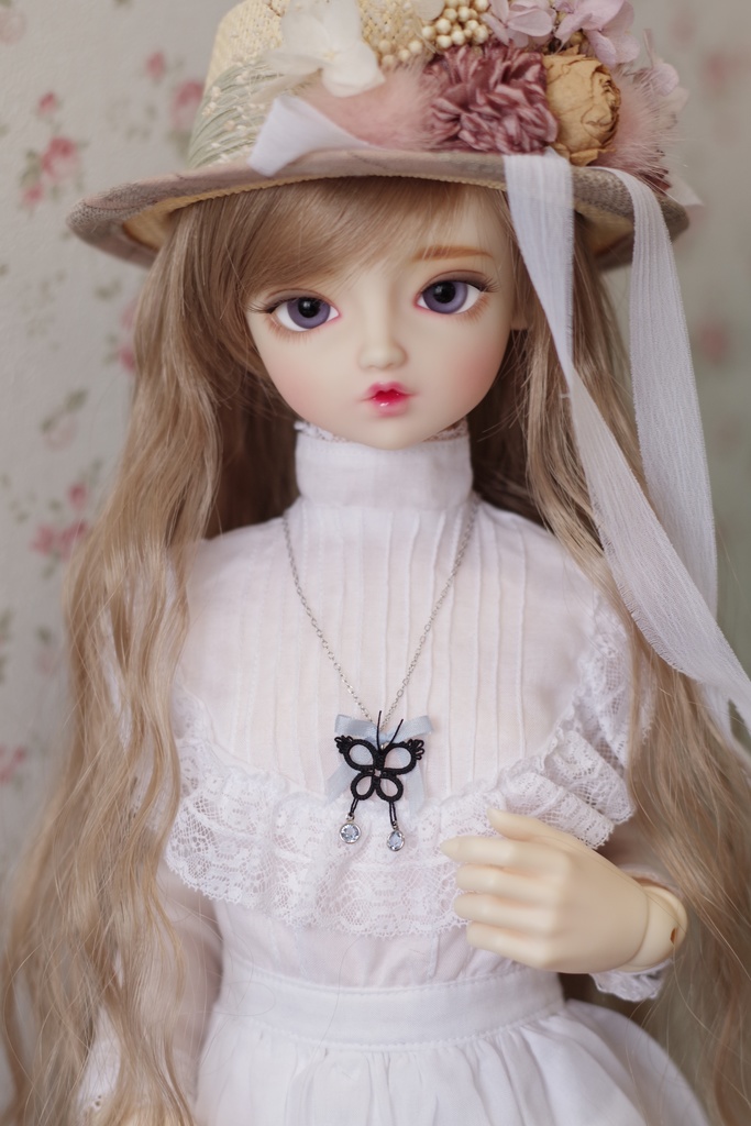 【ドール用】タティングレースのネックレス「Papillon(A)」