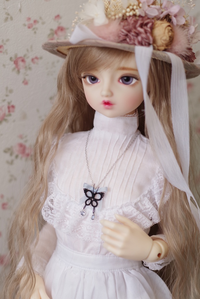 【ドール用】タティングレースのネックレス「Papillon(A)」