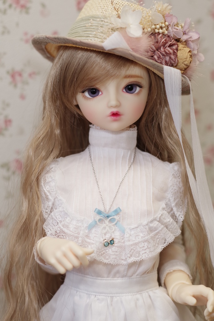 【ドール】タティングレースのネックレス「Papillon(B)」