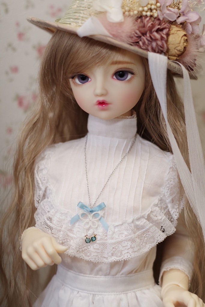 【ドール】タティングレースのネックレス「Papillon(B)」