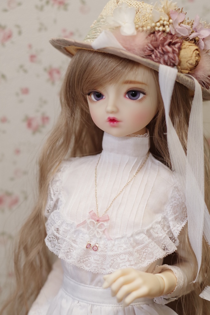 【ドール】タティングレースのネックレス「Papillon(C)」