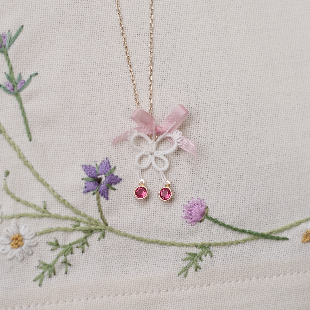 【ドール】タティングレースのネックレス「Papillon(D)」