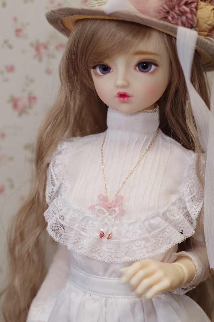 【ドール】タティングレースのネックレス「Papillon(D)」