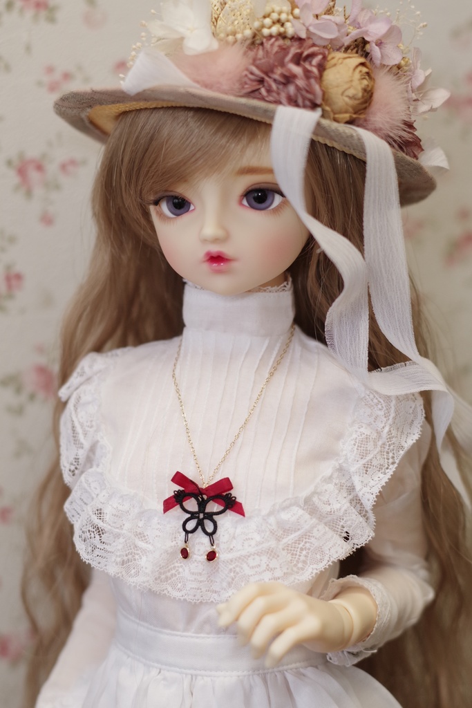 【ドール】タティングレースのネックレス「Papillon(E)」