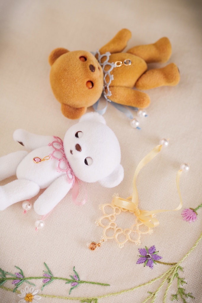 【Bijouビジュー:ベビーブルー】ハニーベア用タティングレースつけ襟