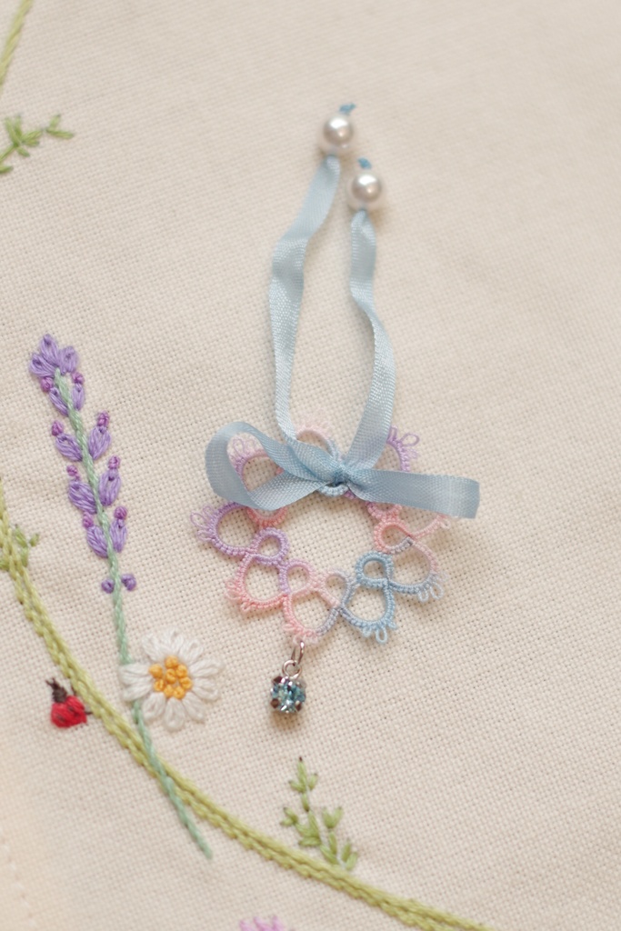 【Bijouビジュー:Cotton Candy(Aquamarine(S))】ハニーベア用タティングレースつけ襟