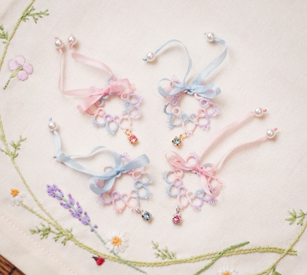 【Bijouビジュー:Cotton Candy(Aquamarine(S))】ハニーベア用タティングレースつけ襟