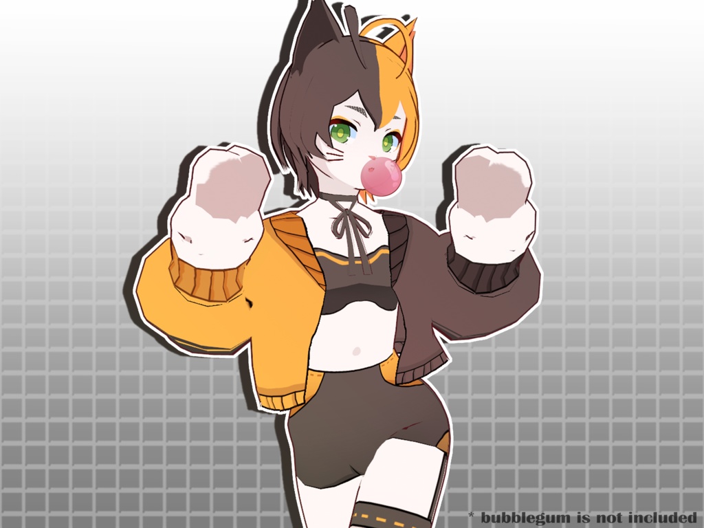 【VRoidVRMモデル】三毛猫娘 / Calico Cat Girl