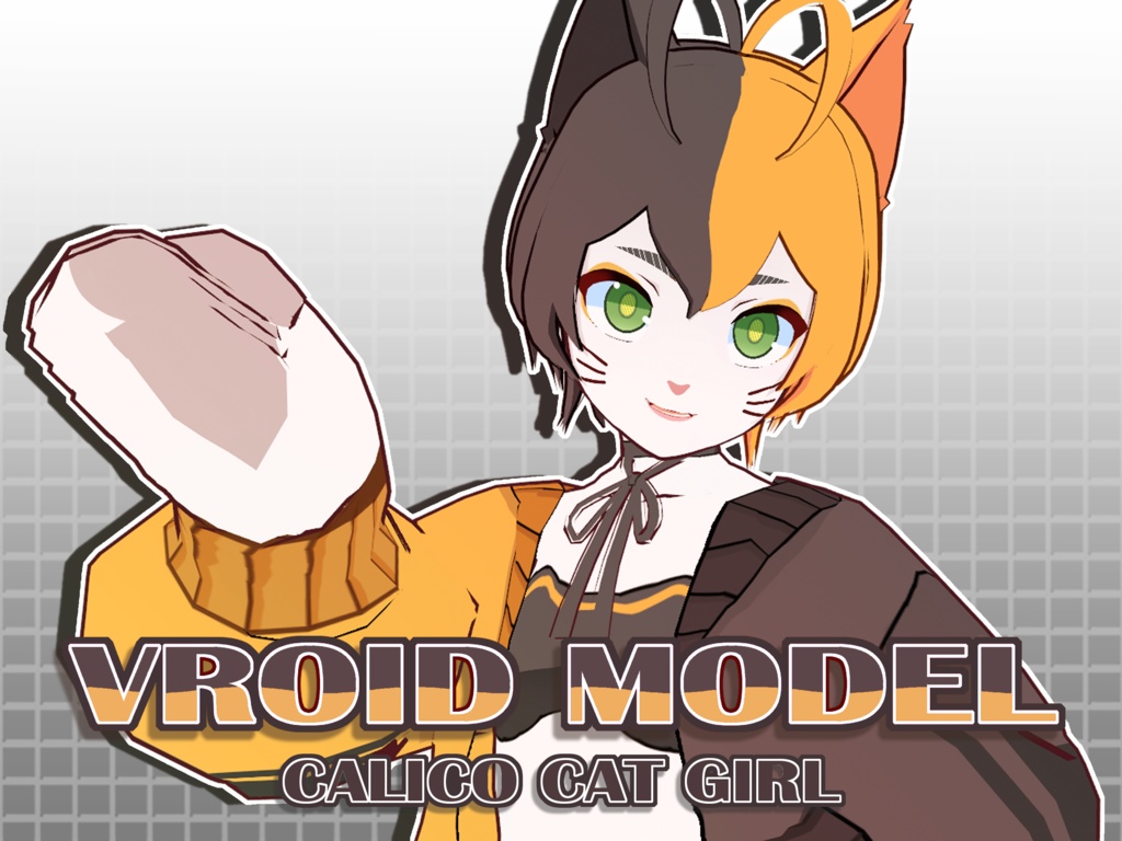 【VRoidVRMモデル】三毛猫娘 / Calico Cat Girl