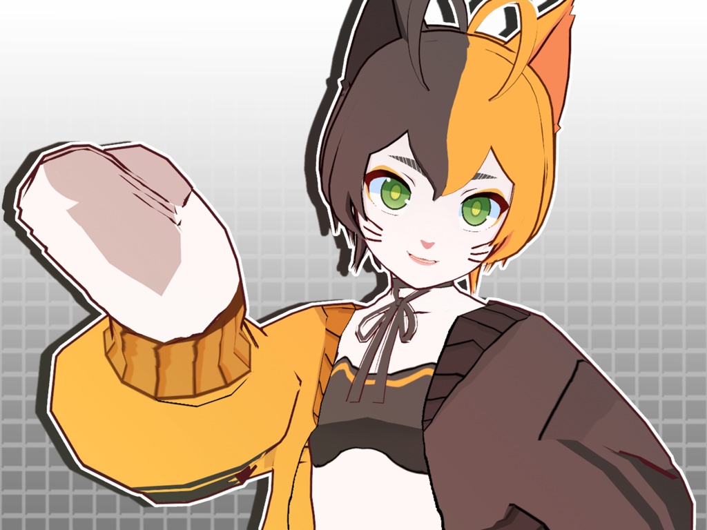 【VRoidVRMモデル】三毛猫娘 / Calico Cat Girl