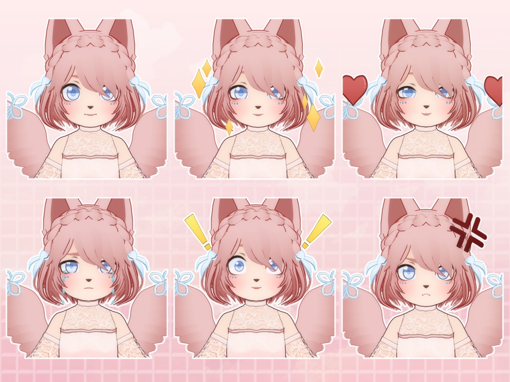 【VRoidVRMモデル】  ピンクのレースの天使猫娘セット / Pink Lace Angel Cat Girl Set