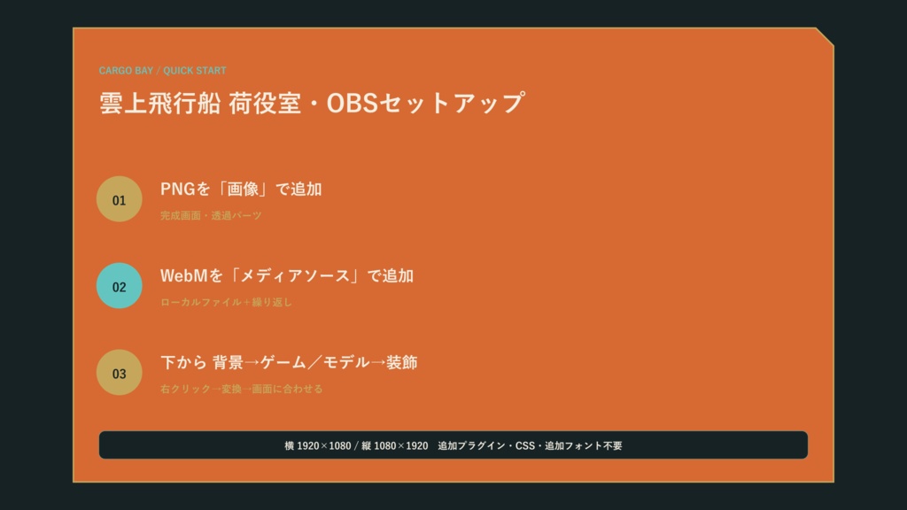 〖VTuber・配信者向け〗雲上飛行船 荷役室 配信画面パック|雑談・2人・ゲーム・声だけ・縦型