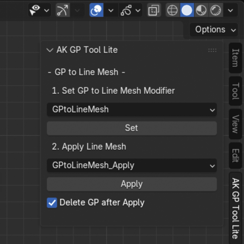 【Blender Addon】AK GP Tool Lite : Grease Pencil から Line Mesh の変換を簡単にするアドオン