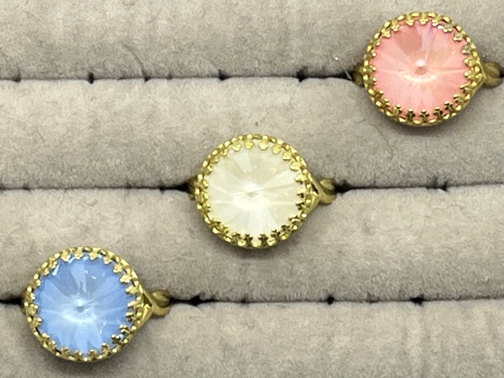 2024春夏新色ガラスストーンの指輪