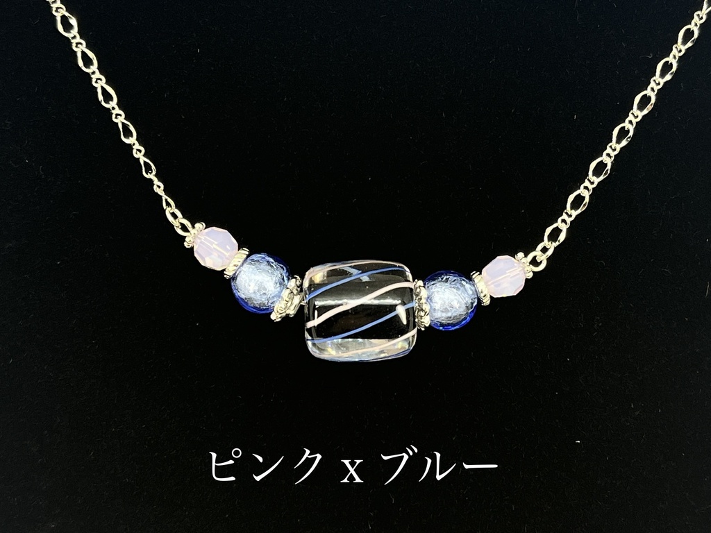 とんぼ玉のネックレス〜ストライプ