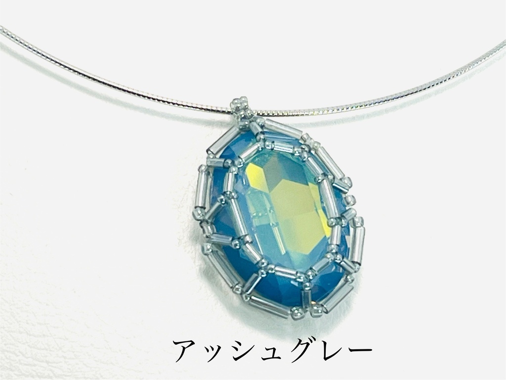 ビーズフレーミングストーンのチョーカーネックレス