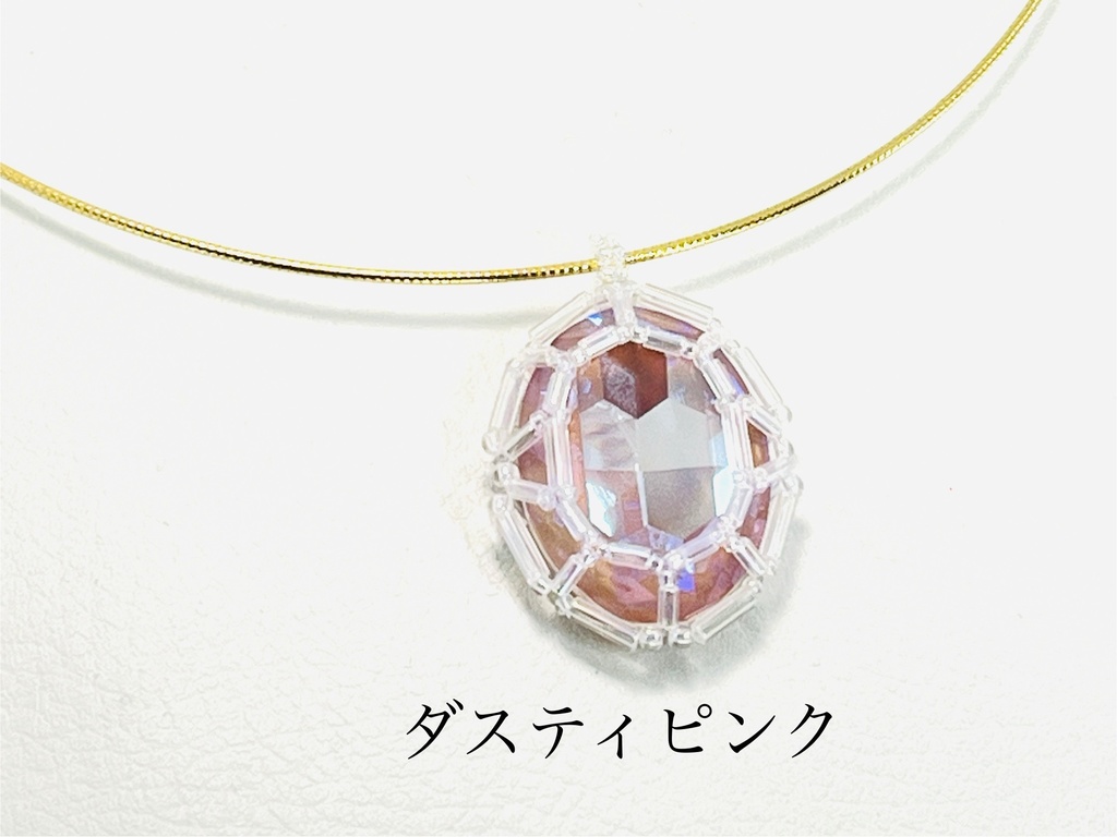 ビーズフレーミングストーンのチョーカーネックレス