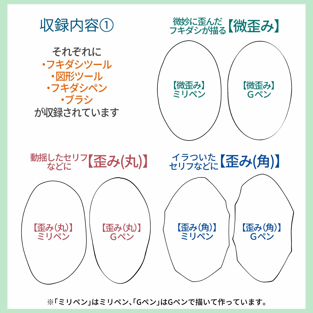 フキダシ【微歪み/歪み(丸)(角)/強め(改)/叫び/ギザギザ】+【しっぽブラシ7種】無料78点セット