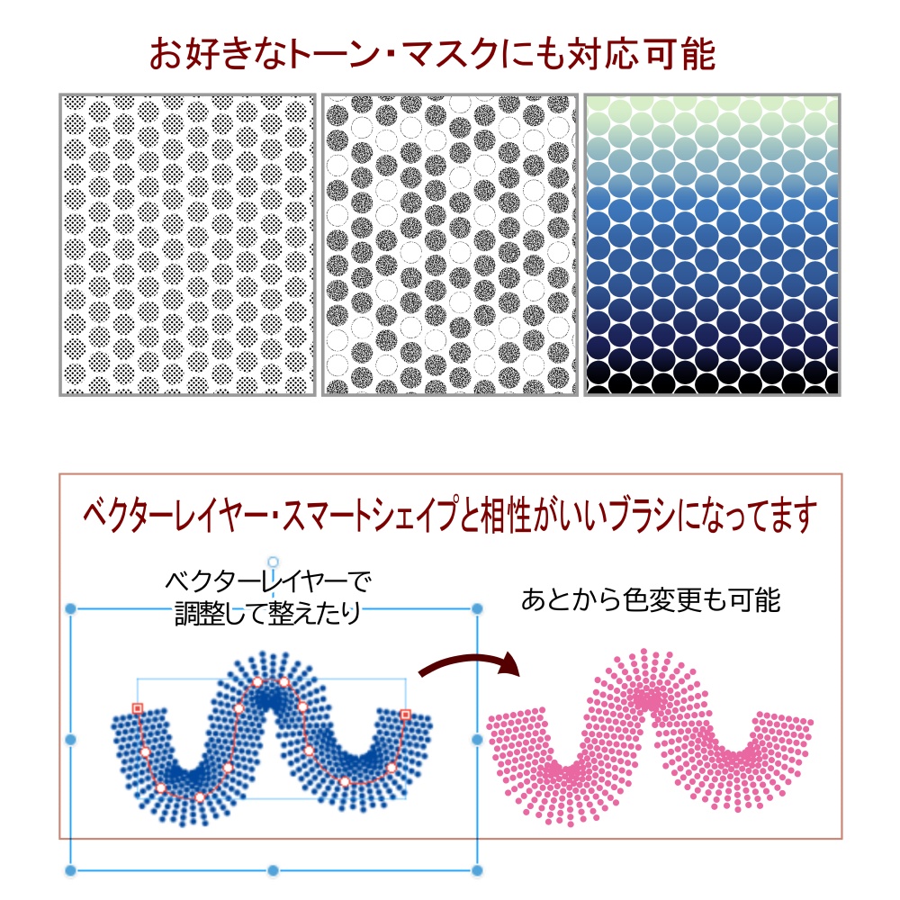 パターン整列ブラシ【ドット】バリエーション7種