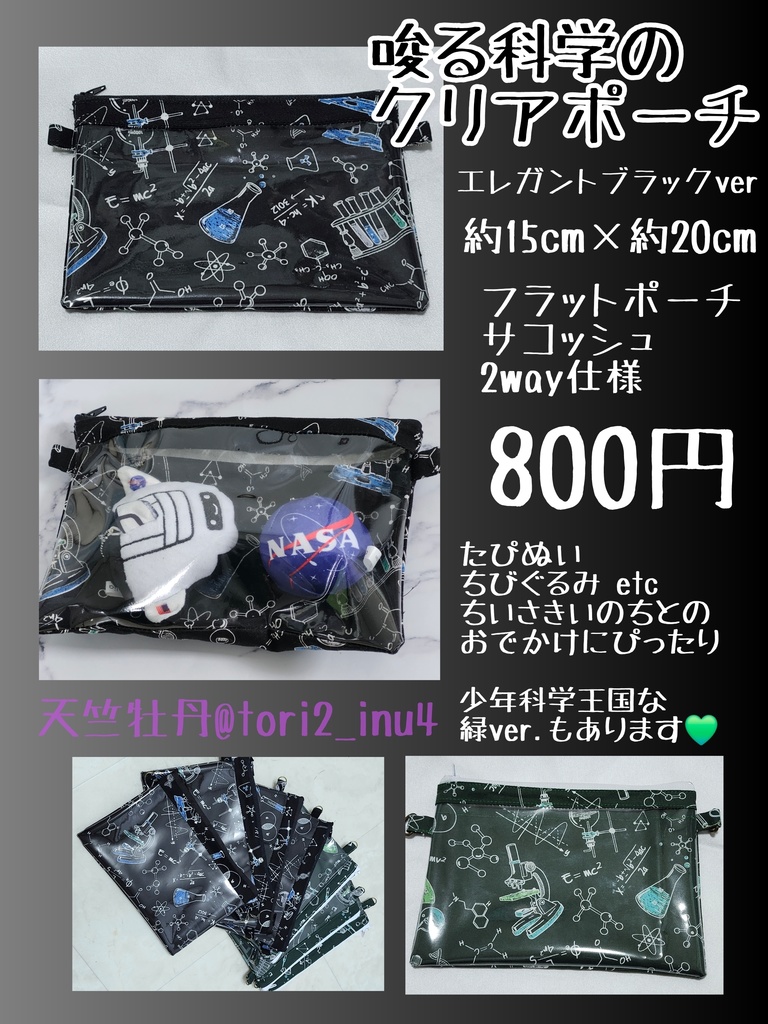 エレガントな科学ポーチ(黒)