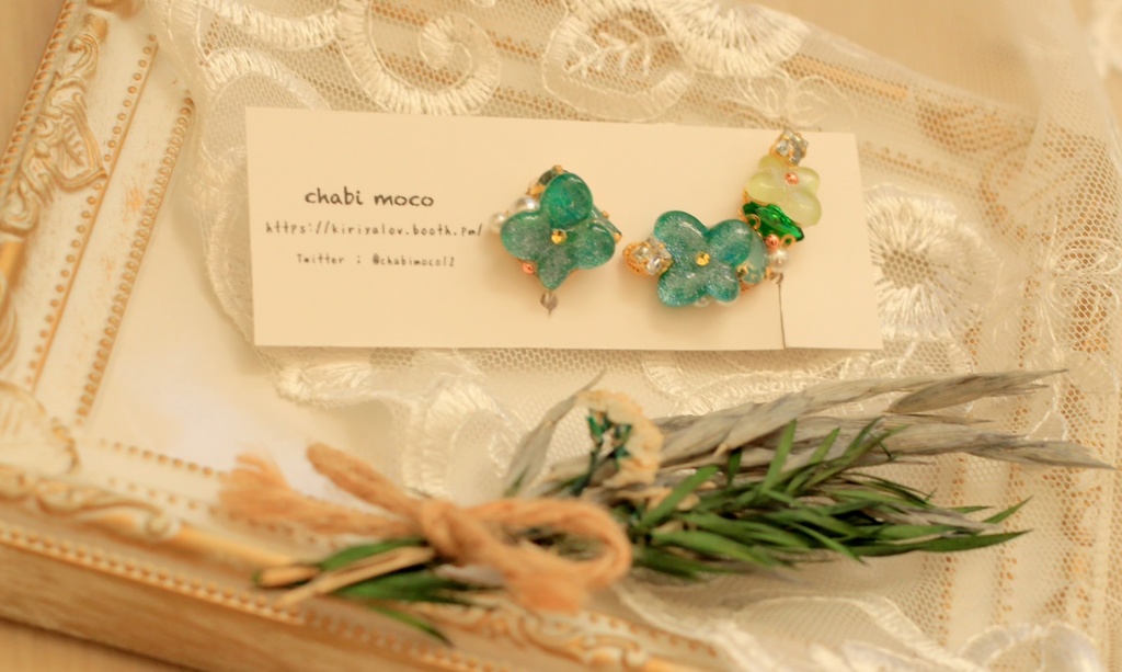 原神 キャライメージ 花とビジューのイヤリング/イヤーカフセット