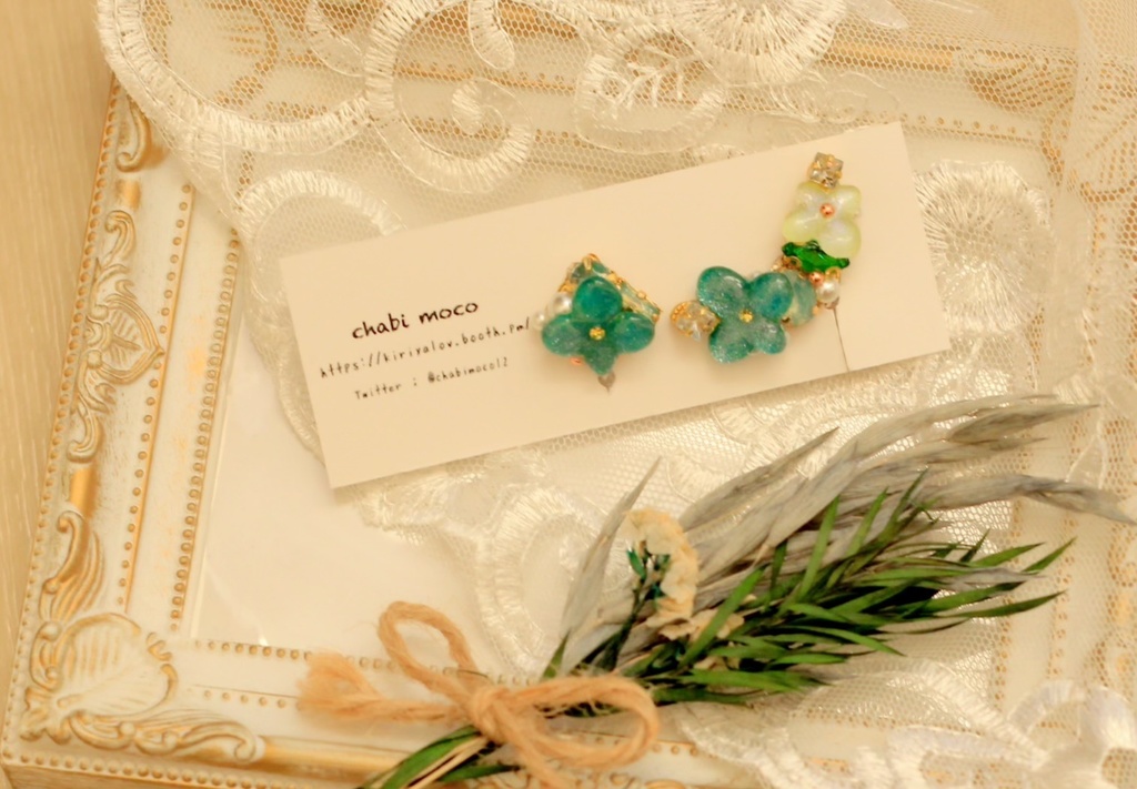 原神 キャライメージ 花とビジューのイヤリング/イヤーカフセット