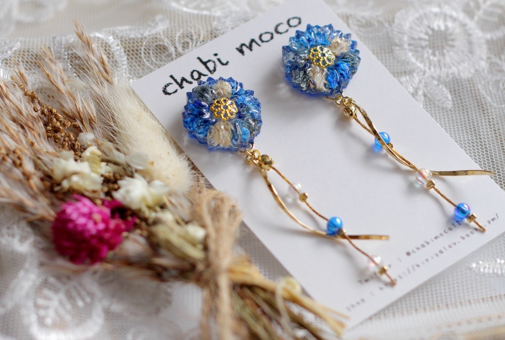 原神 神里綾人イメージドライフラワーピアス