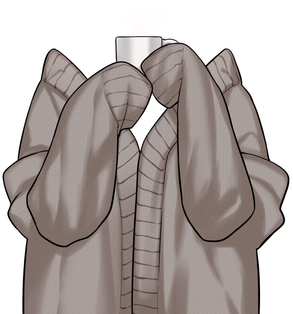 【Vtuber素材】カーディガンと湯気の立つカップ【素手/萌え袖】