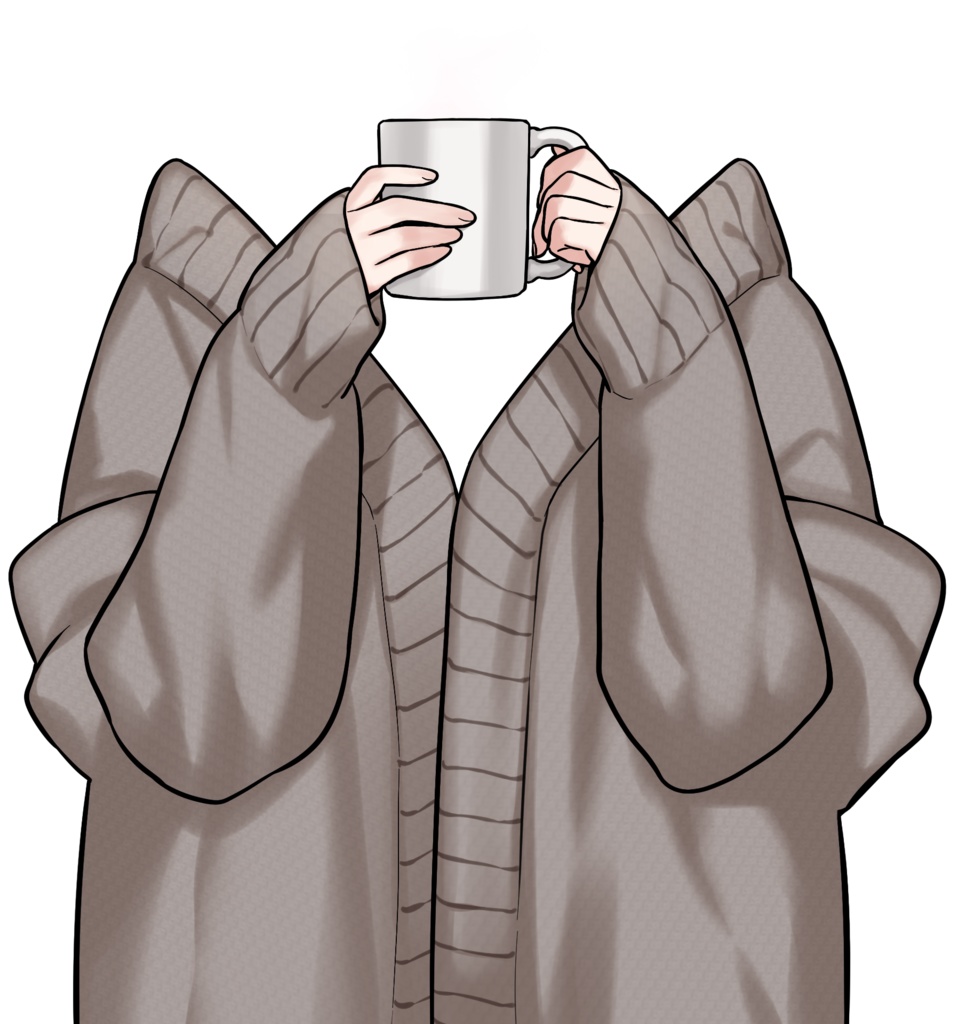 【Vtuber素材】カーディガンと湯気の立つカップ【素手/萌え袖】