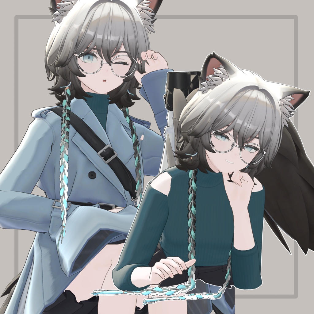 ❢ショップ再開sale❢【VRC想定】三つ編みイヤリング(braid earrings)17アバター対応