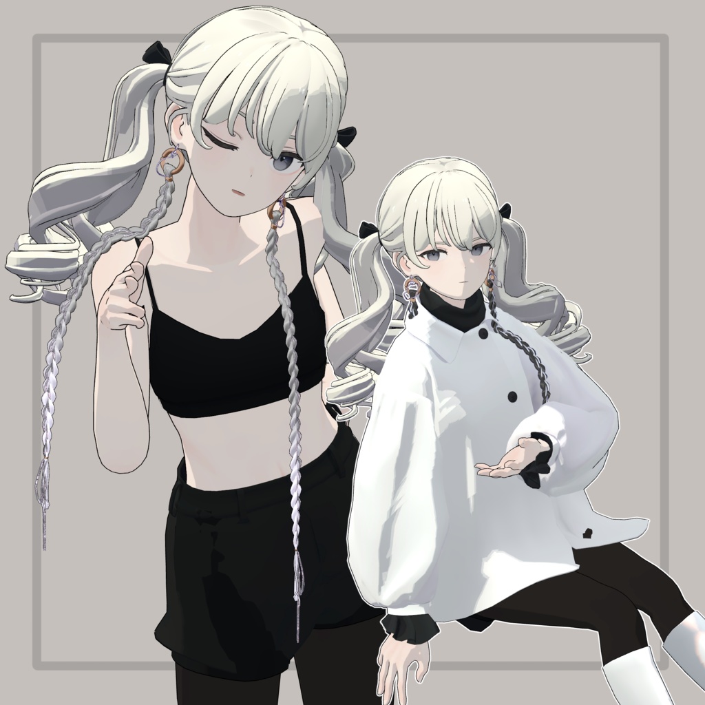 ❢ショップ再開sale❢【VRC想定】三つ編みイヤリング(braid earrings)17アバター対応