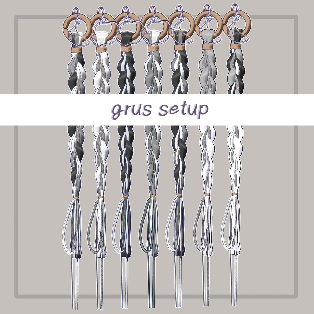 ❢ショップ再開sale❢【VRC想定】三つ編みイヤリング(braid earrings)17アバター対応