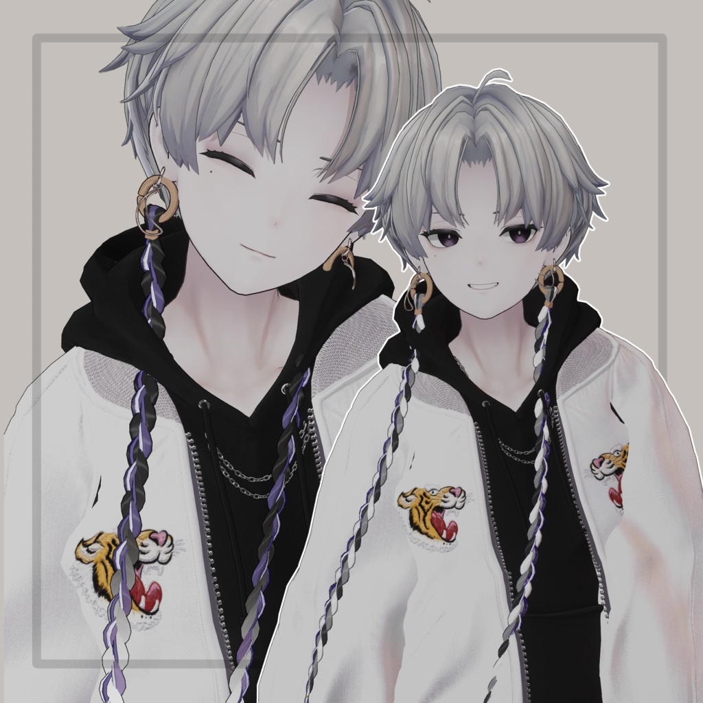 ❢ショップ再開sale❢【VRC想定】三つ編みイヤリング(braid earrings)17アバター対応